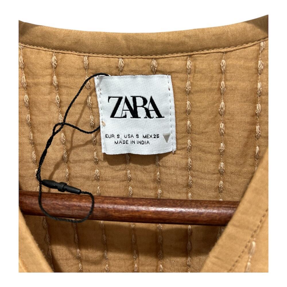 NWOT ZARA Quilted Wrap Vest Kimono Style Embroidered Size S Folk Art Boho - Picture 4 of 10